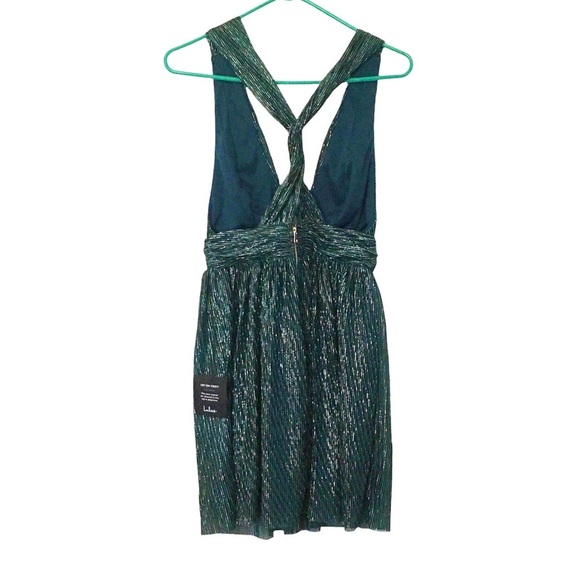 Lulus Ailey Gold and Teal Blue Skater Dress - Picture 3 of 6